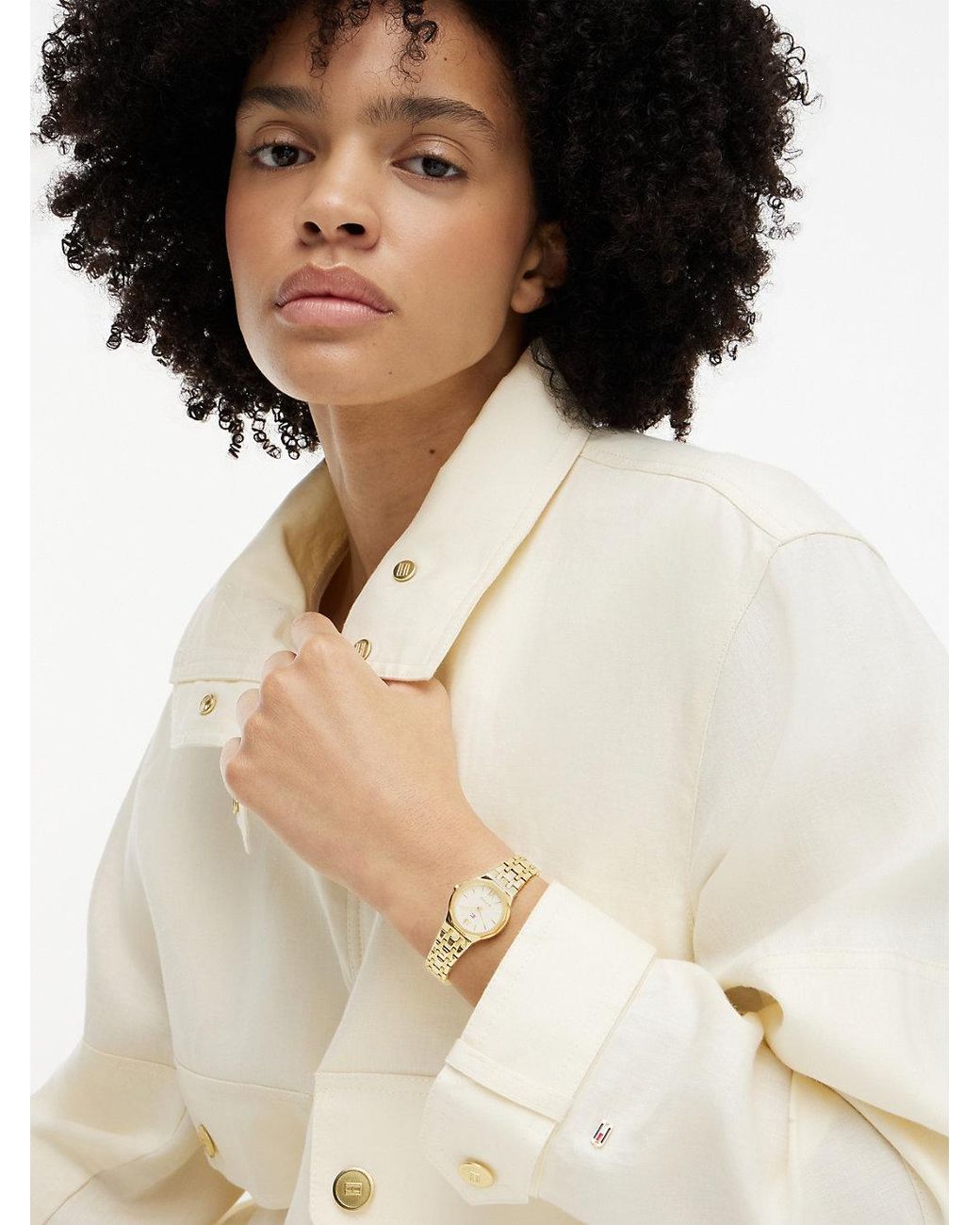 Tommy Hilfiger Metallic Plated Frosted Dial Chain-Link Watch