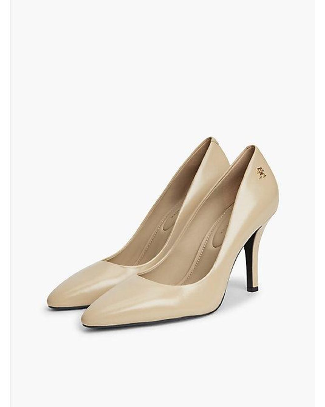 Tommy Hilfiger White Leather Th Monogram High Heels