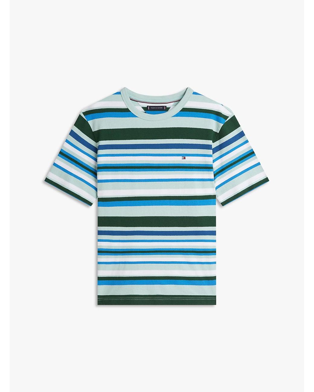 Tommy Hilfiger Blue Stripe Crepe Jersey Relaxed T-Shirt for men