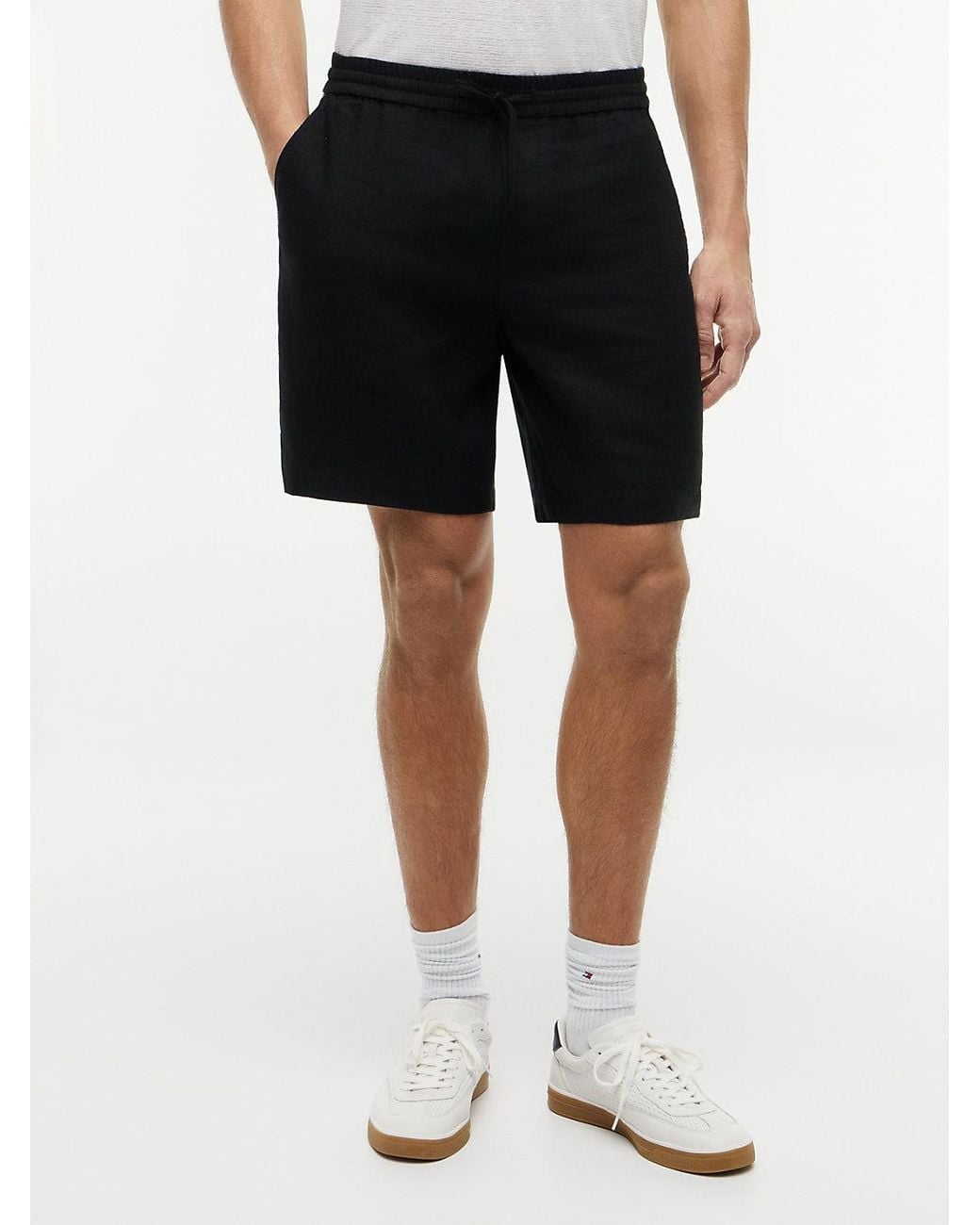 Tommy Hilfiger Black Dover Linen Blend Regular Fit Chino Shorts for men