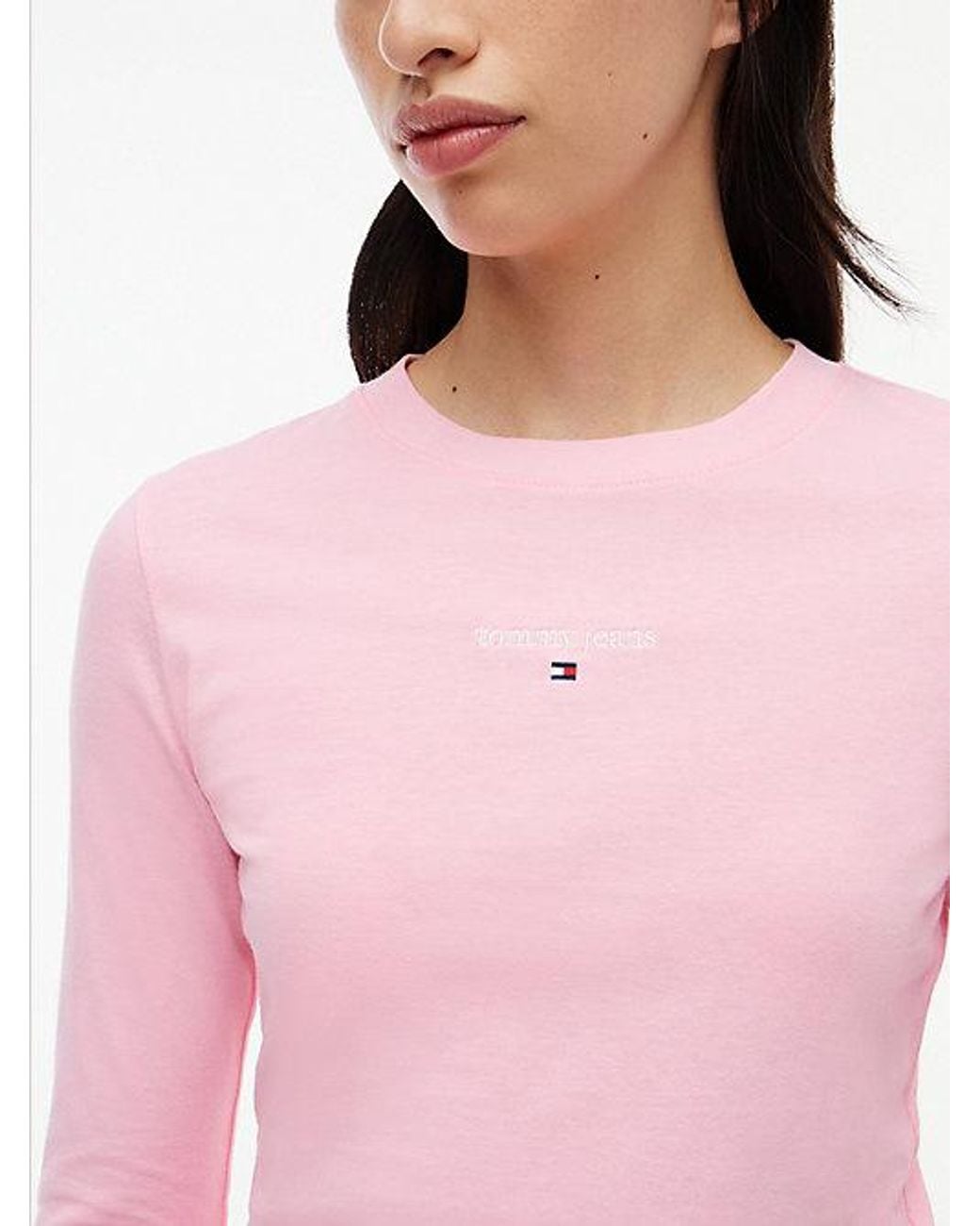 Tommy Hilfiger Pink Tommy Jeans Classic Logo Slim Long Sleeve T-Shirt