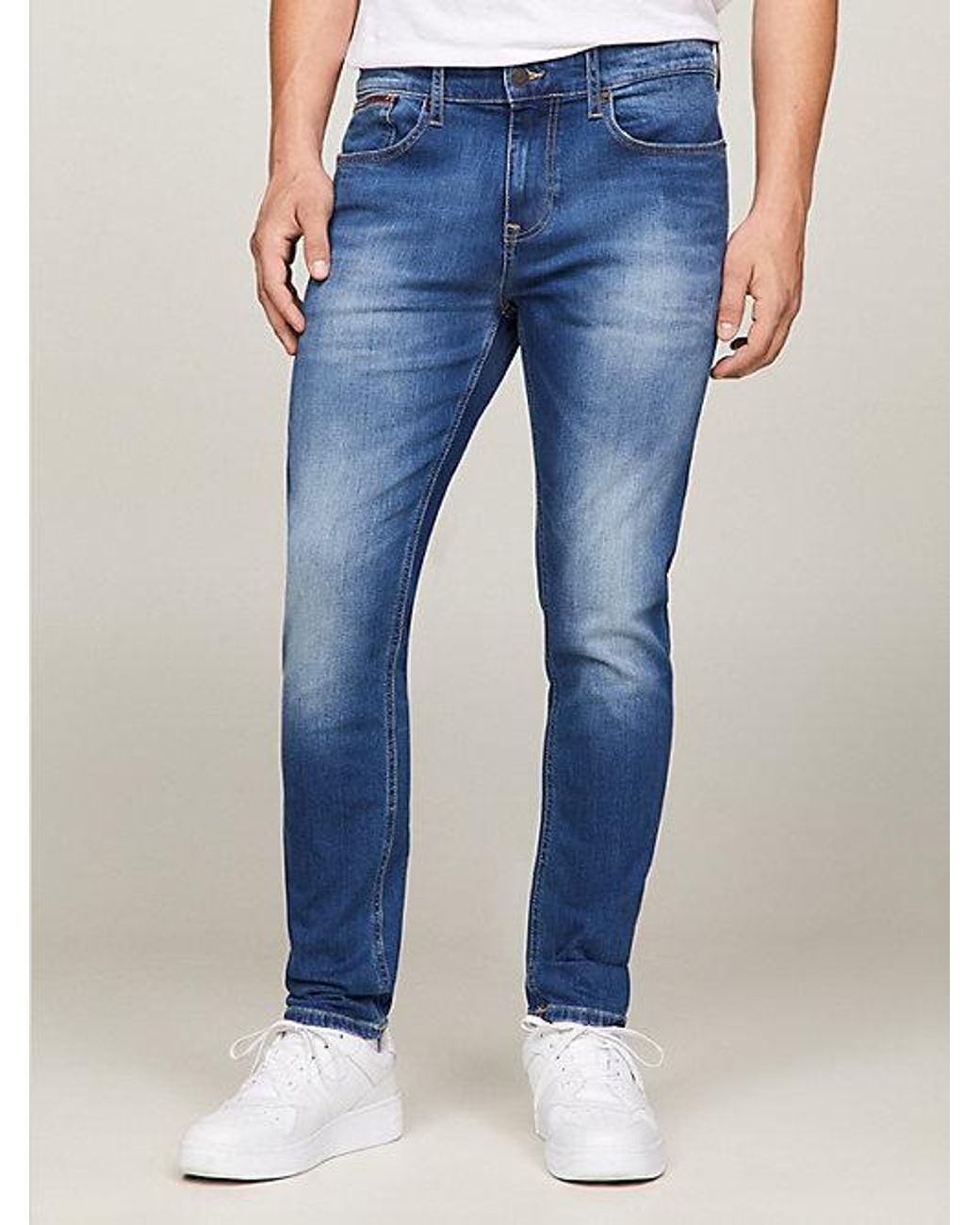 Tommy Hilfiger Blue Slim Tapered Fit Faded Jeans for men