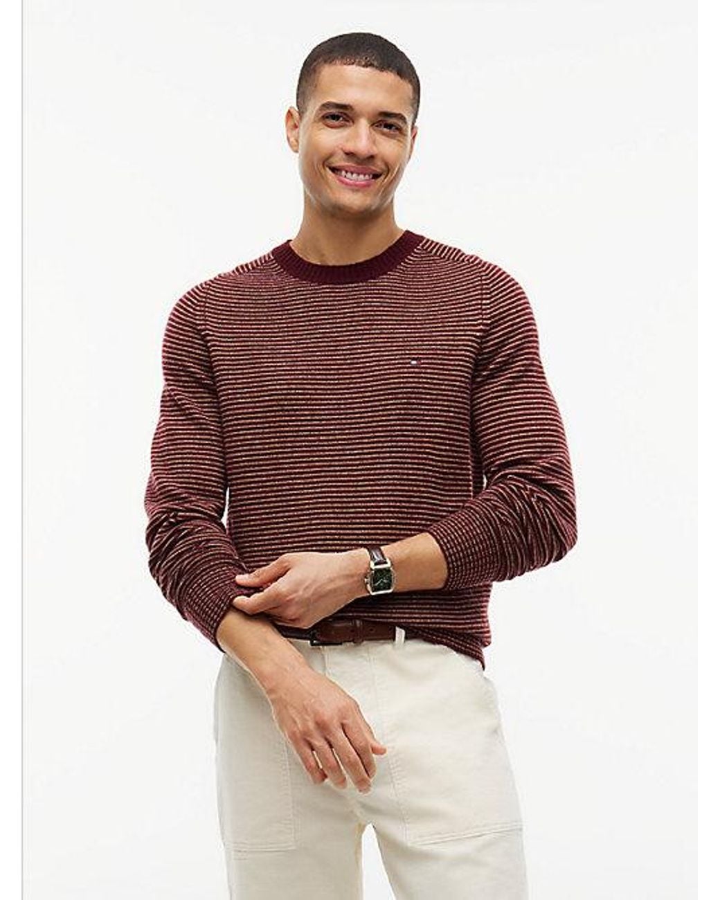 Tommy Hilfiger Red Pure Lambswool Crew Neck Jumper for men