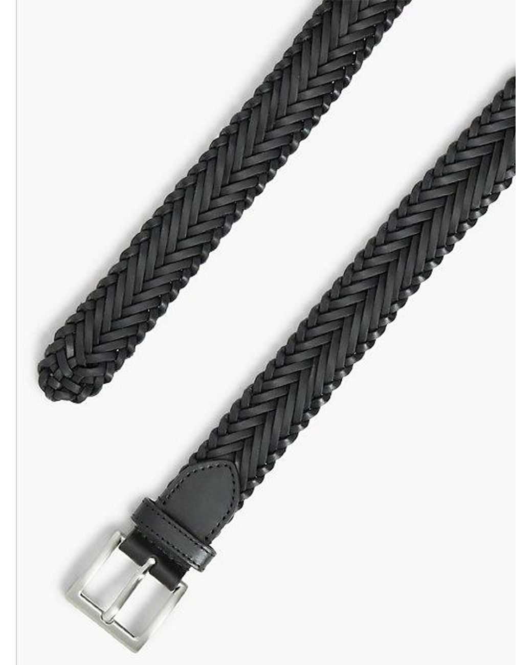 Tommy Hilfiger Black Square Buckle Braided Leather Belt for men