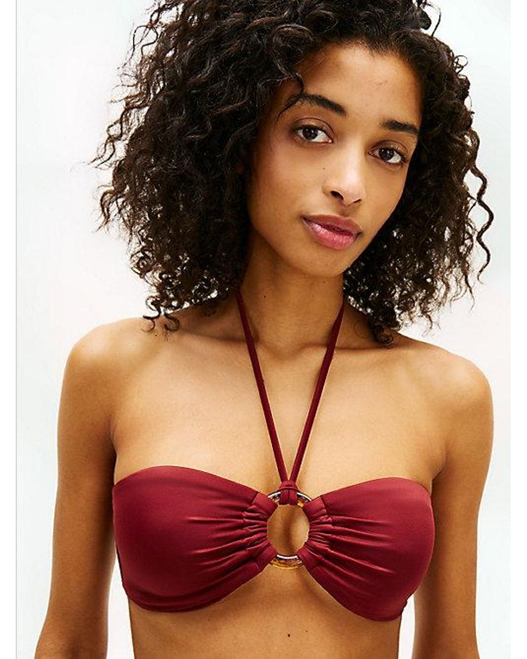Tommy Hilfiger Red Halterneck Ring Bandeau Bikini Top