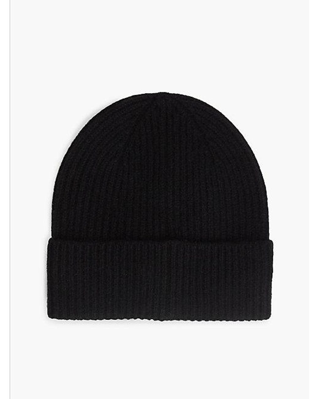Tommy Hilfiger Black Pure Cashmere Th Monogram Plaque Beanie
