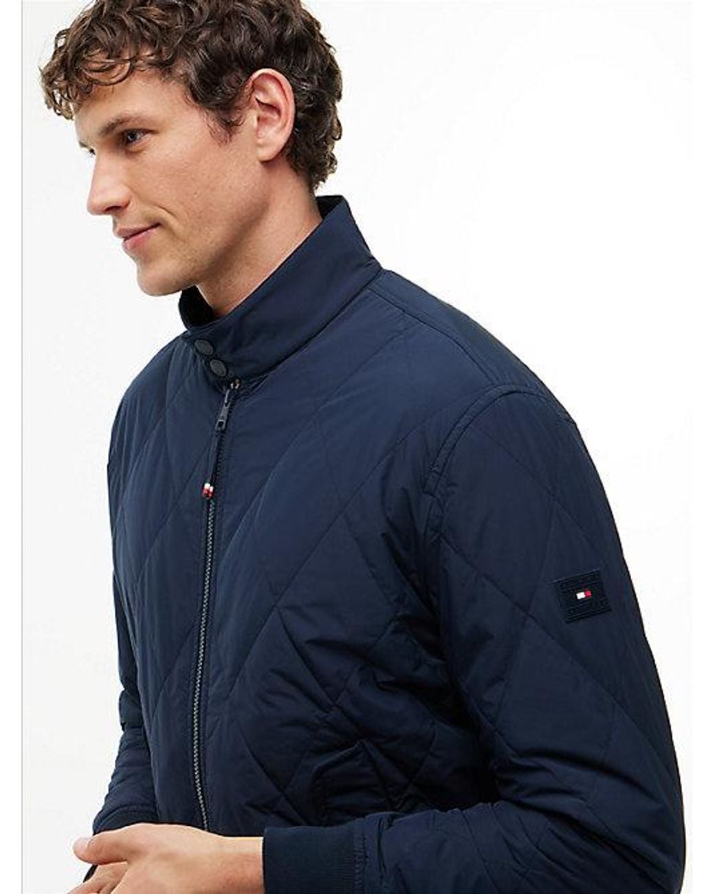 Tommy Hilfiger Blue Water Repellent Packable Quilted Harrington Jacket for men