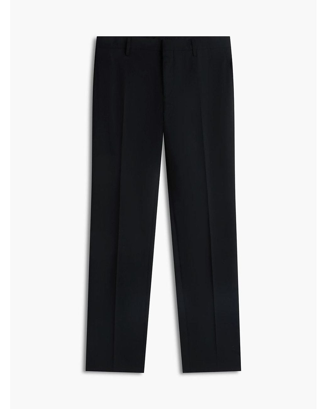 Tommy Hilfiger Black Tech Pressed Crease Wool Blend Trousers for men