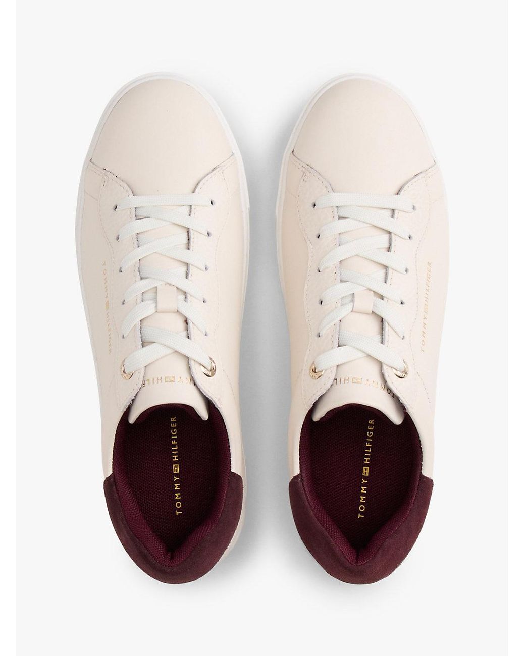 Tommy Hilfiger Natural Leather Cupsole Platform Trainers