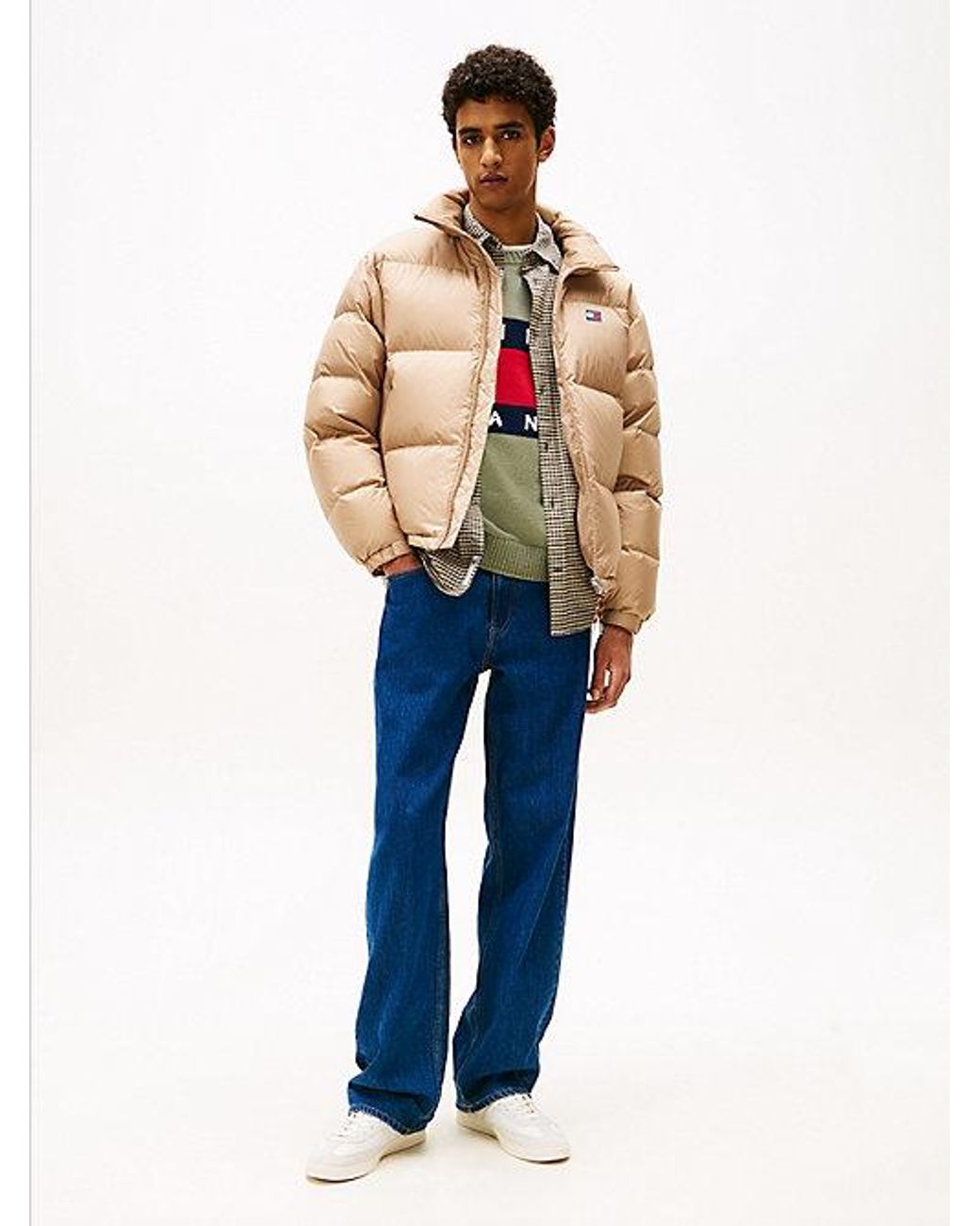 Tommy Hilfiger Natural Tommy Jeans Down Hooded Ripstop Alaska Puffer Jacket for men