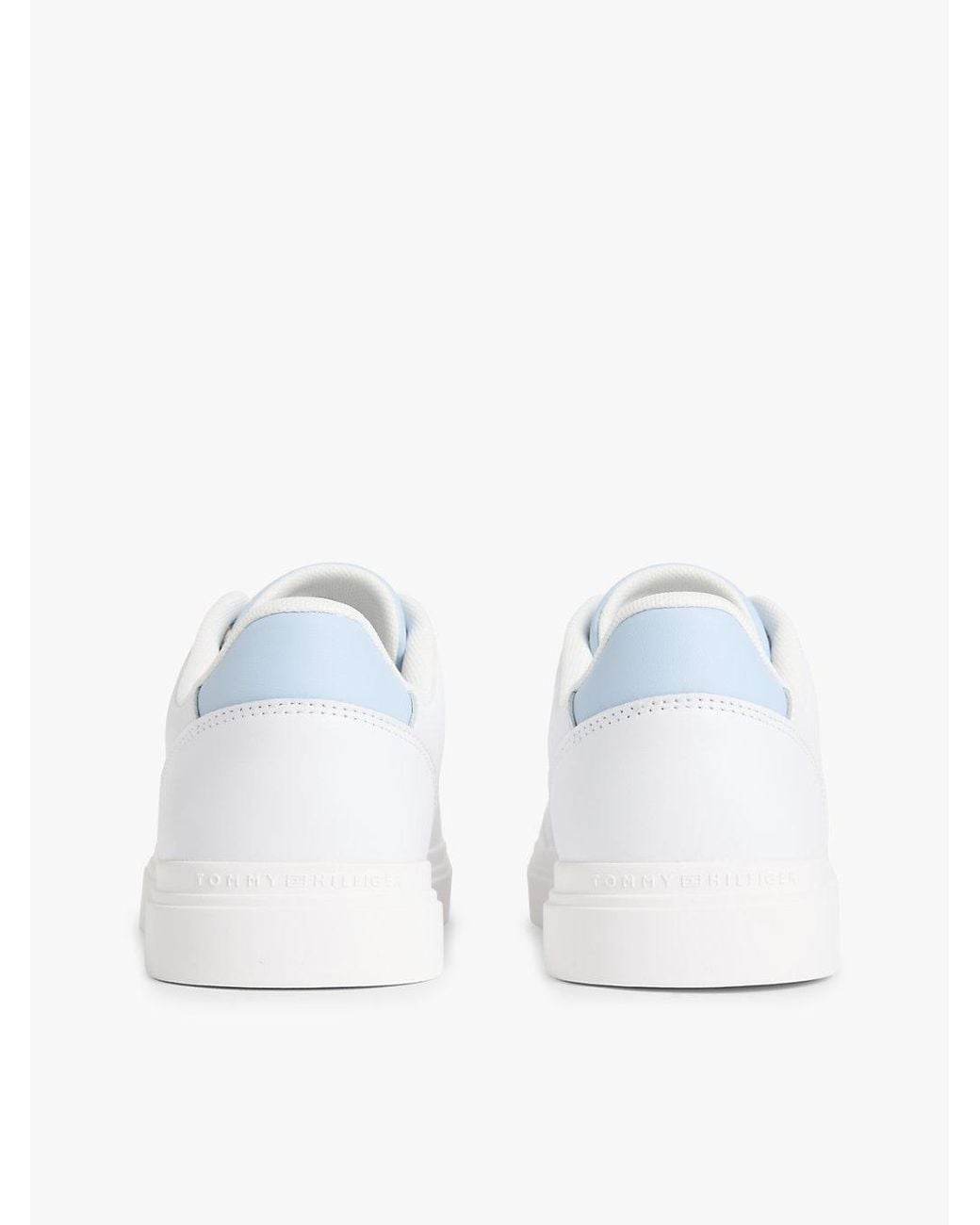 Tommy Hilfiger White Leather Metallic Logo Cupsole Trainers