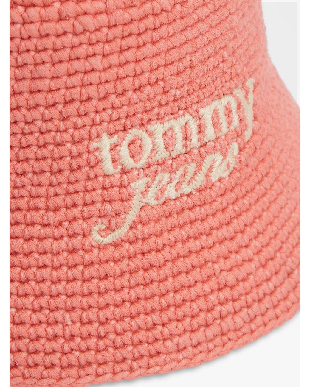 Tommy Hilfiger Pink Crochet Logo Embroidery Bucket Hat