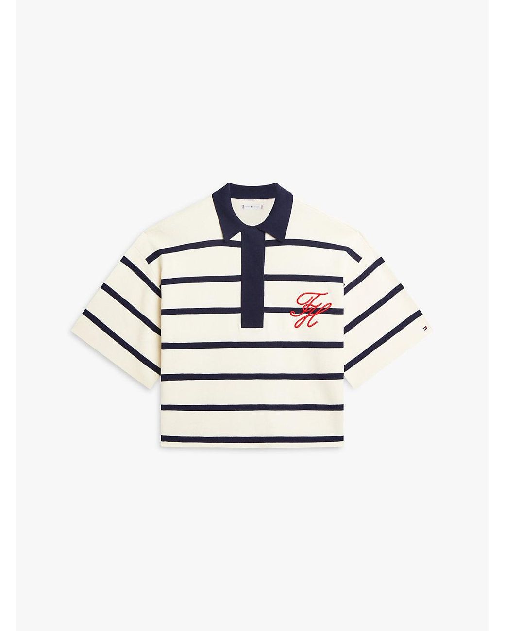 Tommy Hilfiger White Premium Knit-Tone Button Polo Jumper