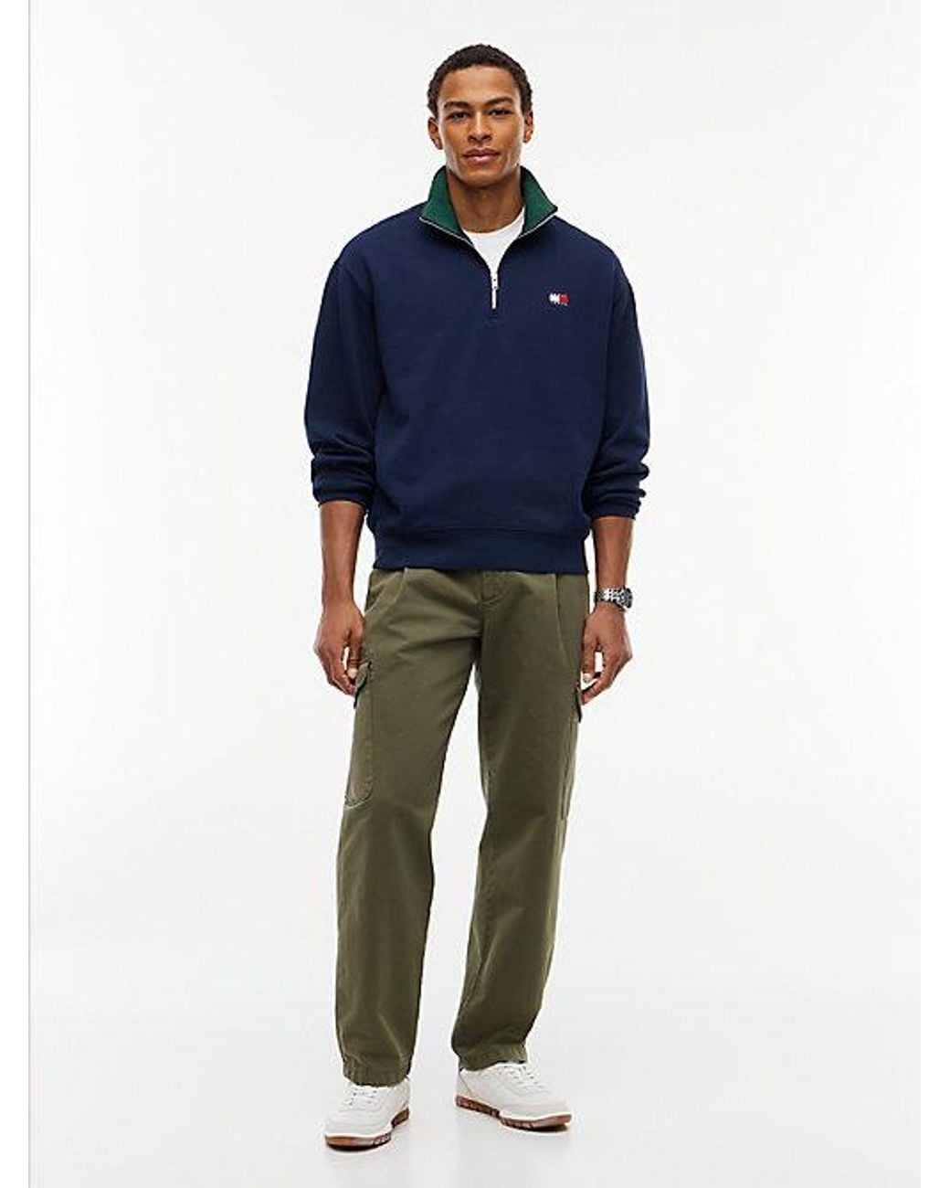 Tommy Hilfiger Blue Tommy Badge Relaxed Quarter Zip Sweatshirt for men