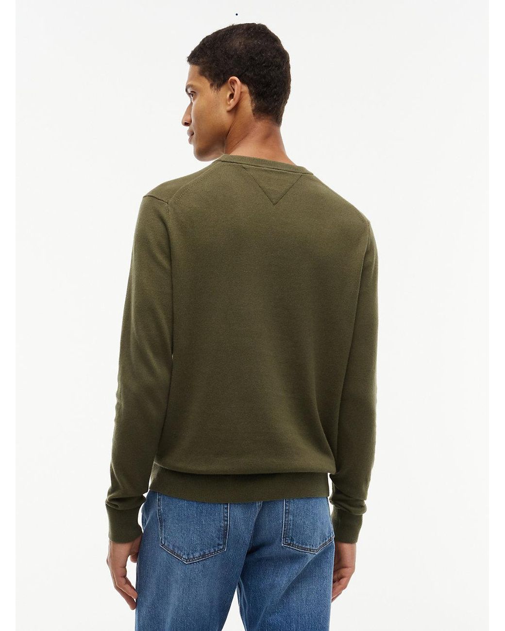 Tommy Hilfiger Green Crew Neck Jumper With Cashmere for men