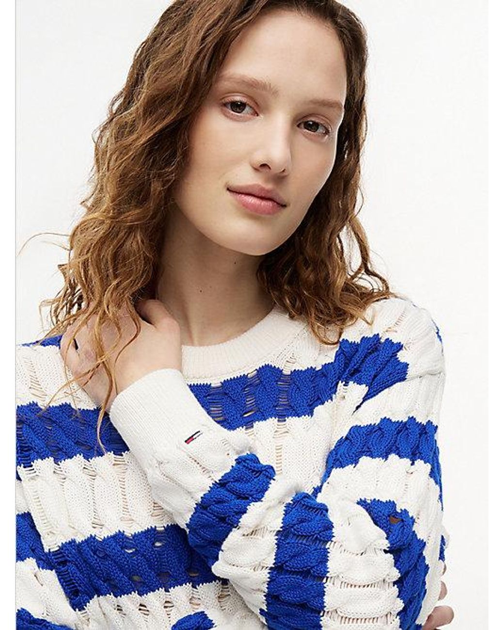 Tommy Hilfiger Blue Loose Cable Knit Jumper