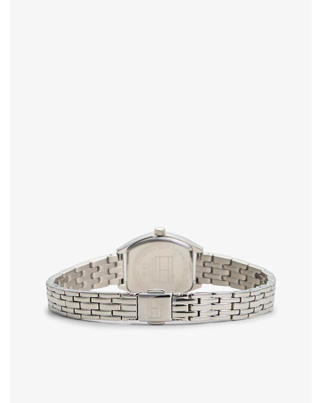 Tommy Hilfiger White Square Dial Stainless Steel Chain-Link Watch