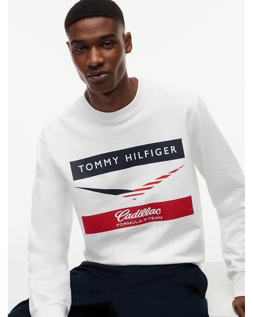 Tommy Hilfiger White Th X Cadillac Formula 1 Team Chevron Sweatshirt