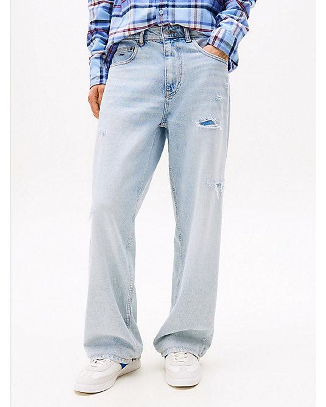 Tommy Hilfiger Blue Jaimie Coolmax Distressed Relaxed Straight Leg Jeans for men