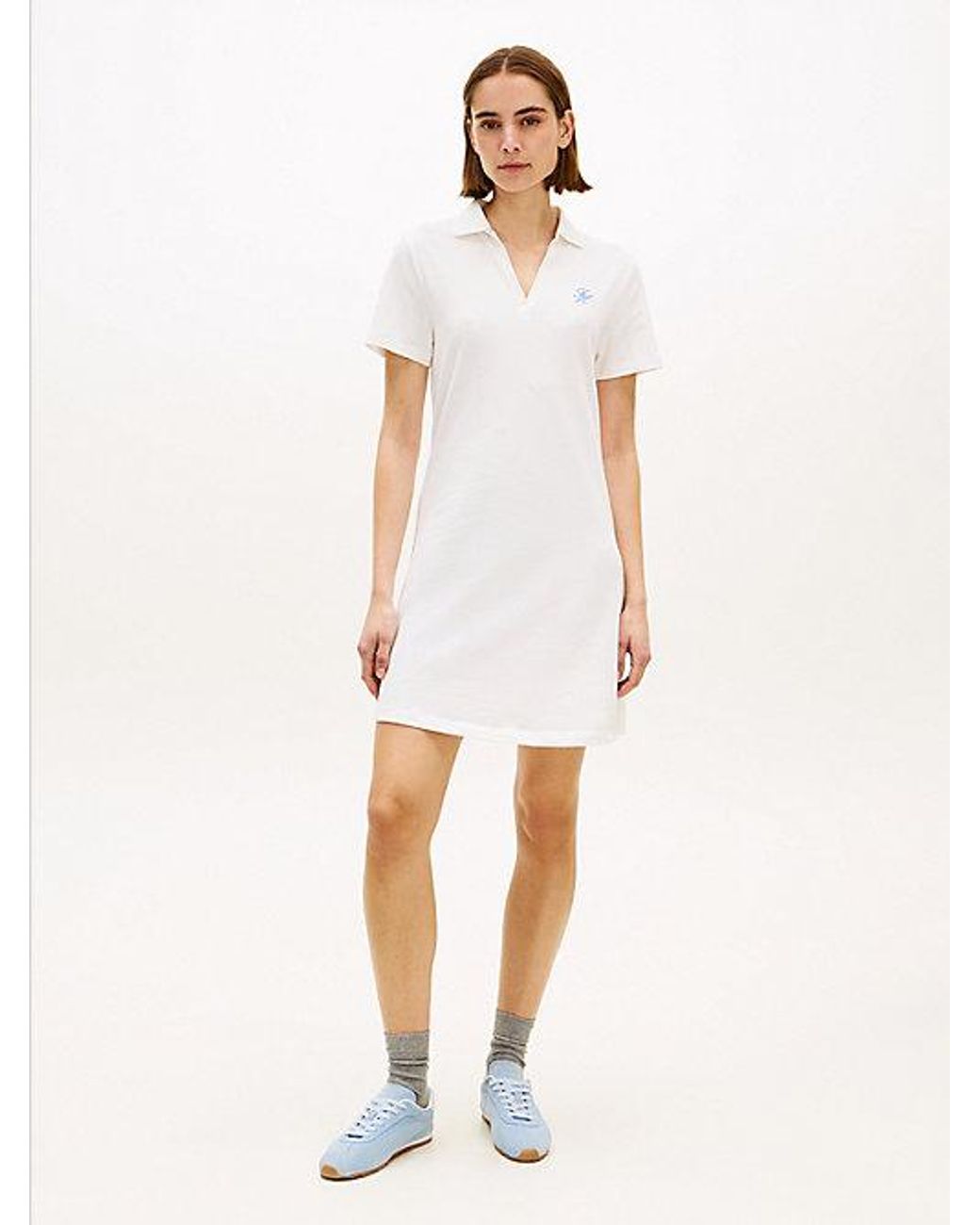 Tommy Hilfiger White 1985 Logo Embroidery Mini Polo Dress