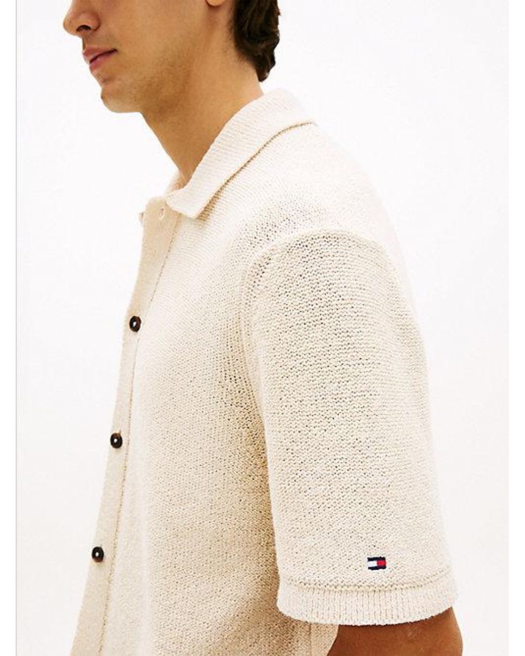 Tommy Hilfiger White Relaxed Fit Knit Short Sleeve Shirt for men