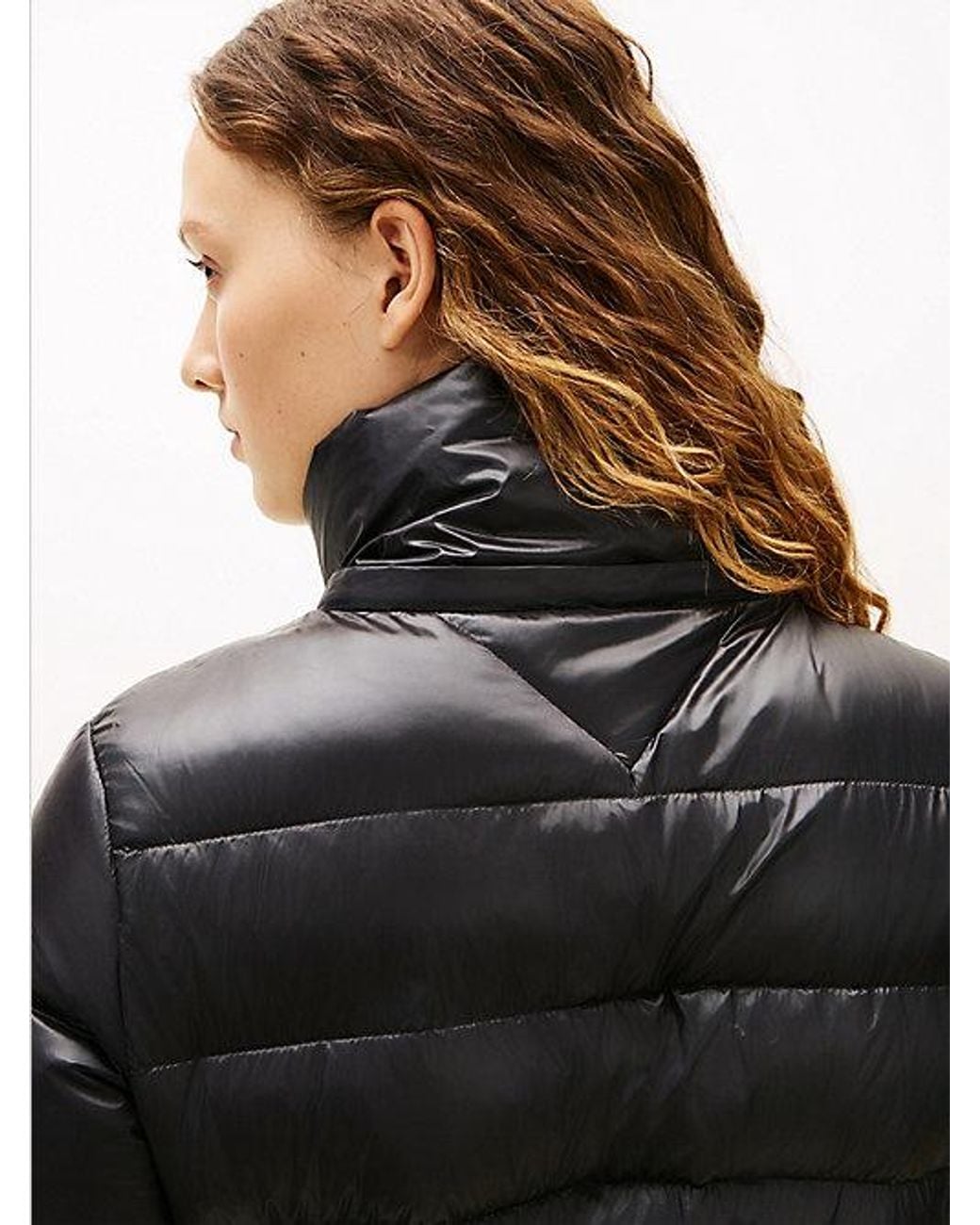 Tommy Hilfiger Black Shiny Water Repellent Down Puffer Coat