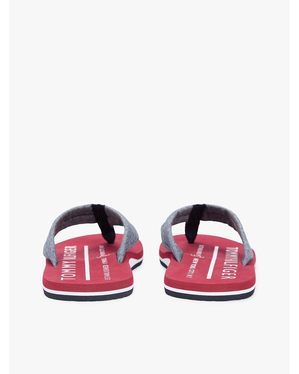 Tommy Hilfiger White Pure Linen Chambray Jacquard Flip-Flops for men
