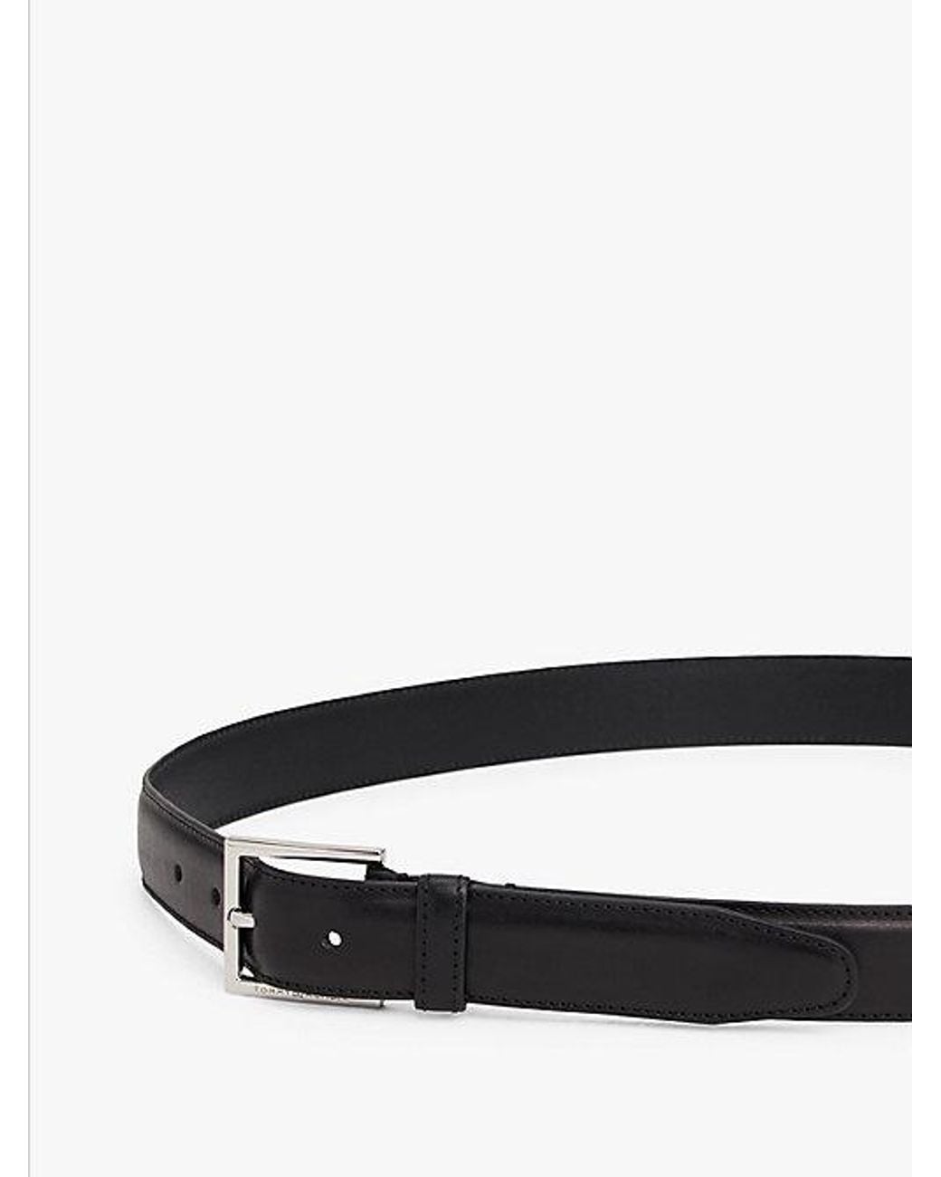 Tommy Hilfiger Black Square Buckle Leather Belt for men