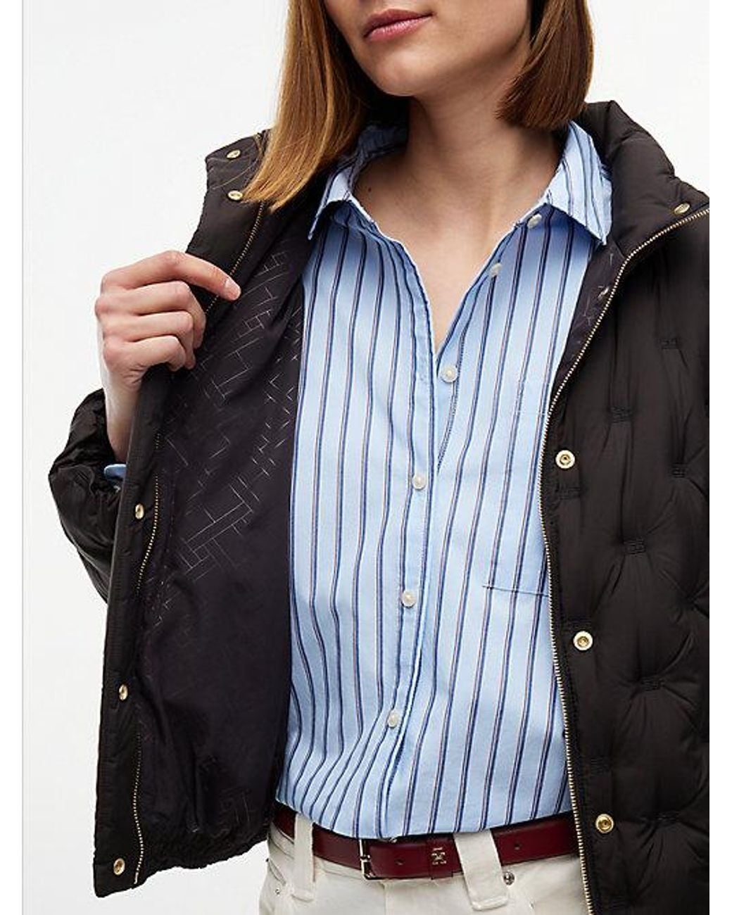 Tommy Hilfiger Black Tone Button Flag Down Quilted Jacket