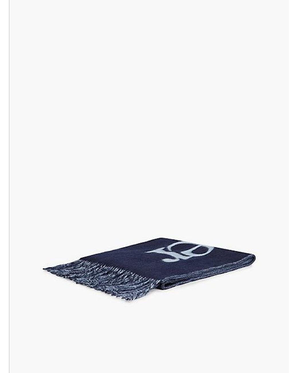 Tommy Hilfiger Blue Pure Wool Woven Logo Scarf