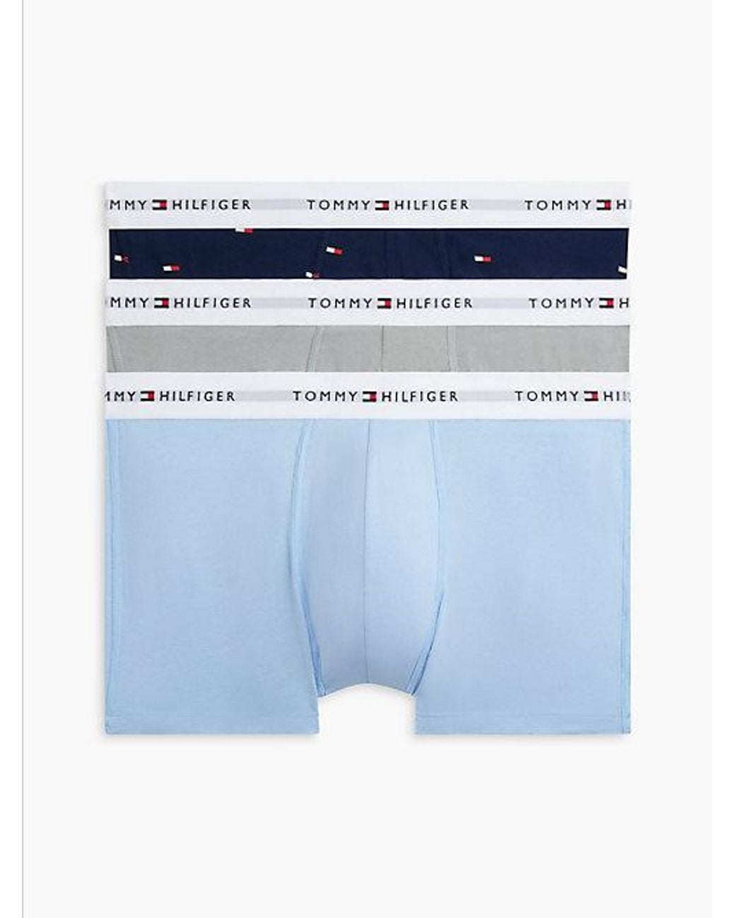 Tommy Hilfiger Blue 3 Pack Signature Logo Waistband Print Trunks for men