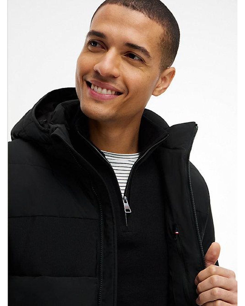 Tommy Hilfiger Black Detachable Hood Puffer Jacket for men