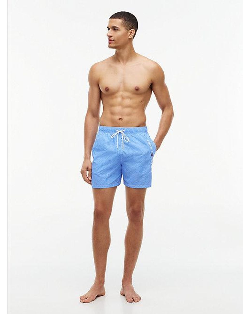 Tommy Hilfiger Blue Original Print Mid Length Swim Shorts for men
