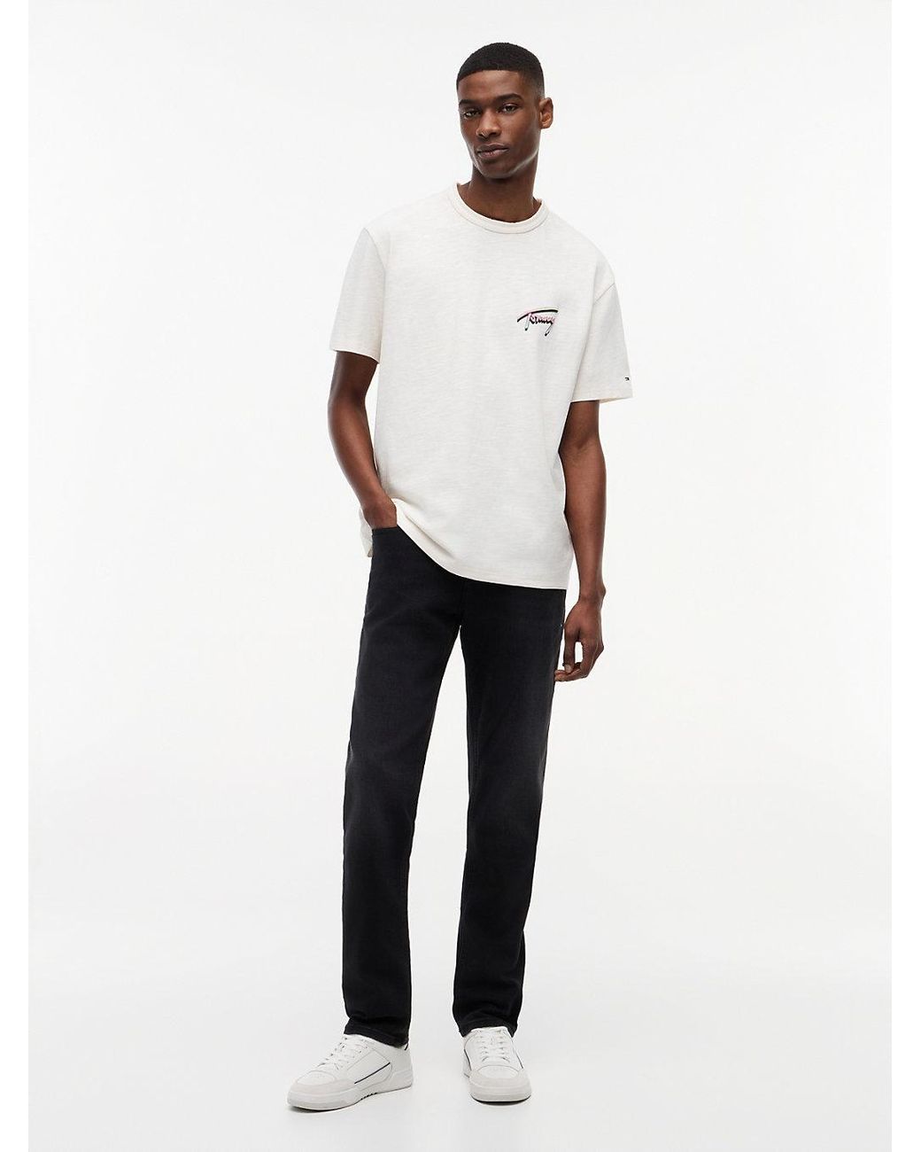 Tommy Hilfiger White Back Graphic Textured Relaxed T-Shirt for men
