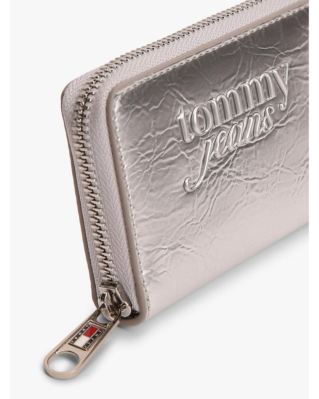 Tommy Hilfiger Gray Essential Textured Logo Metallic Wallet