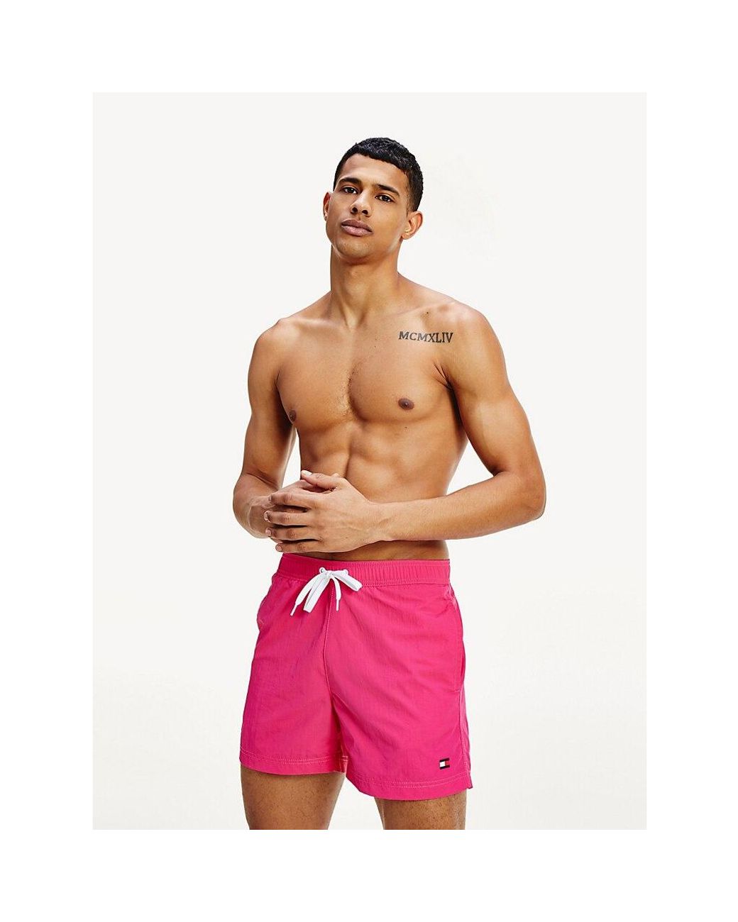 Men Beach Shorts Sailor Stripe Red Anchor Stretch Board Swim Trunks Drawstring Waist Board Shorts
