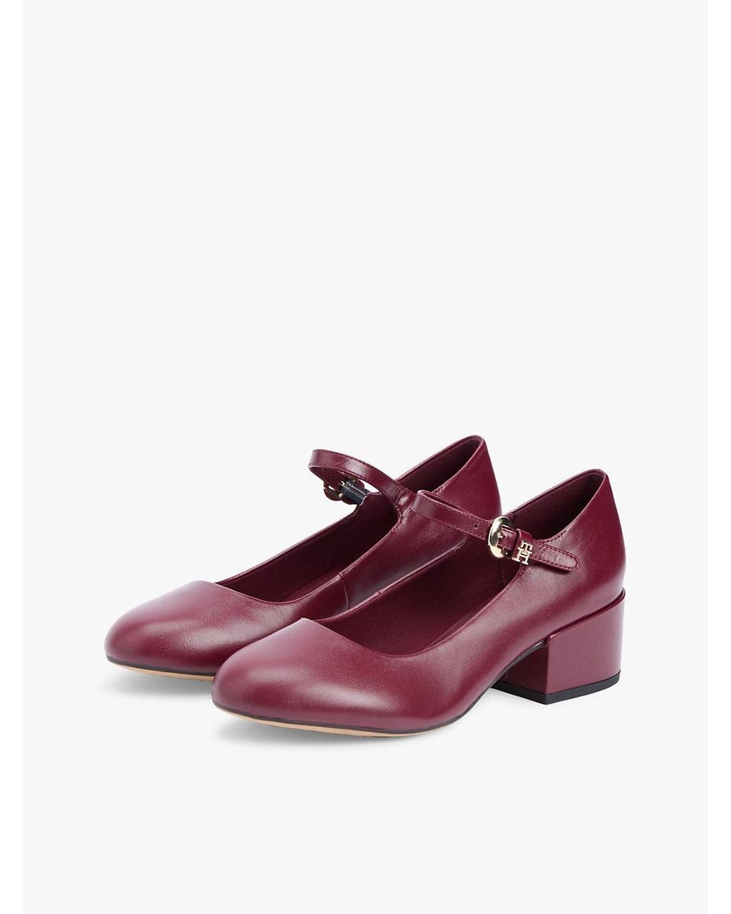 Tommy Hilfiger Purple Leather Mary Jane Block Heels