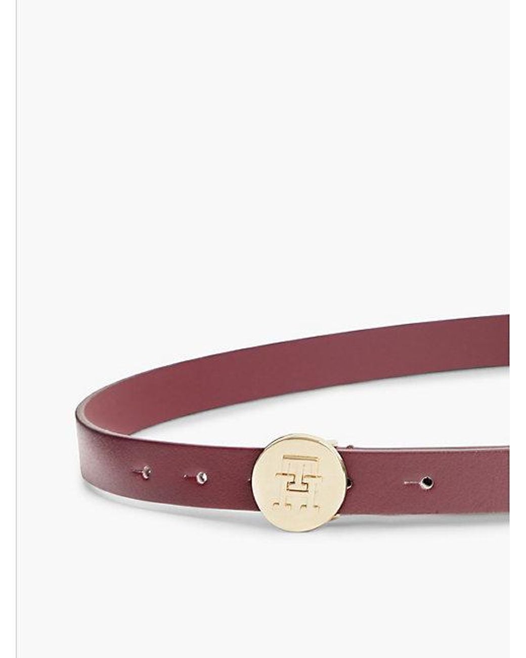 Tommy Hilfiger Pink Th Monogram Leather Plaque Belt