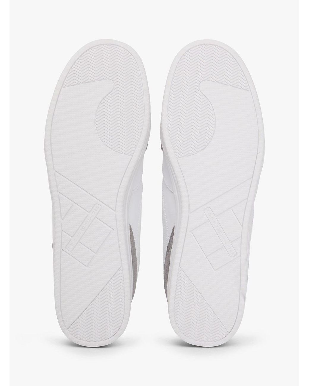 Tommy Hilfiger White Mixed Texture Cupsole Trainers With Leather for men