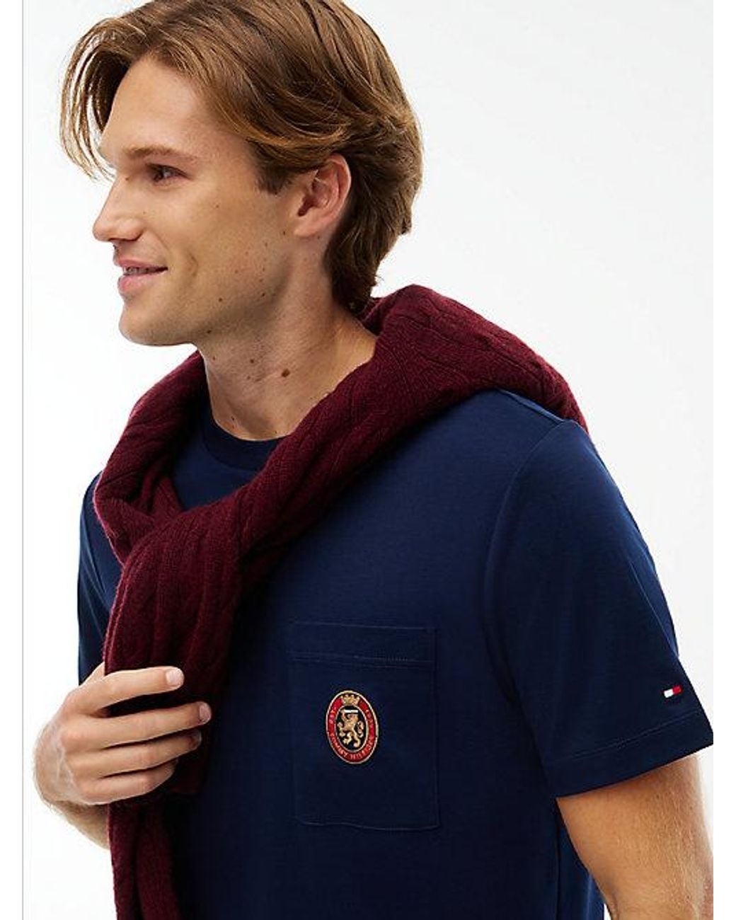 Tommy Hilfiger Blue Crest Pocket Fluid Cotton T-Shirt for men