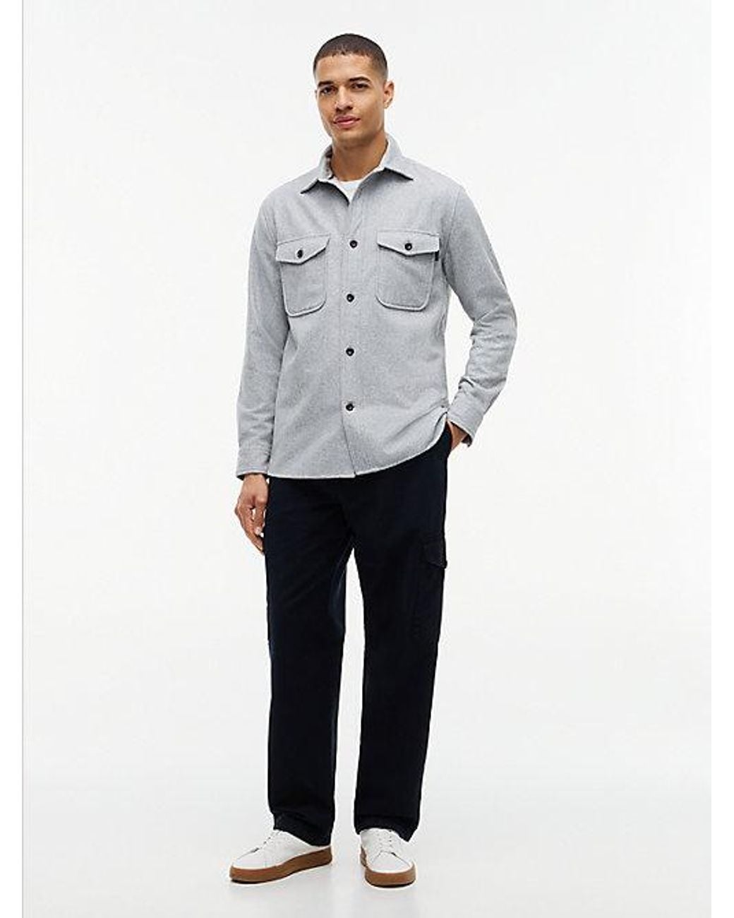 Tommy Hilfiger Gray Relaxed Fit Wool Blend Shirt for men