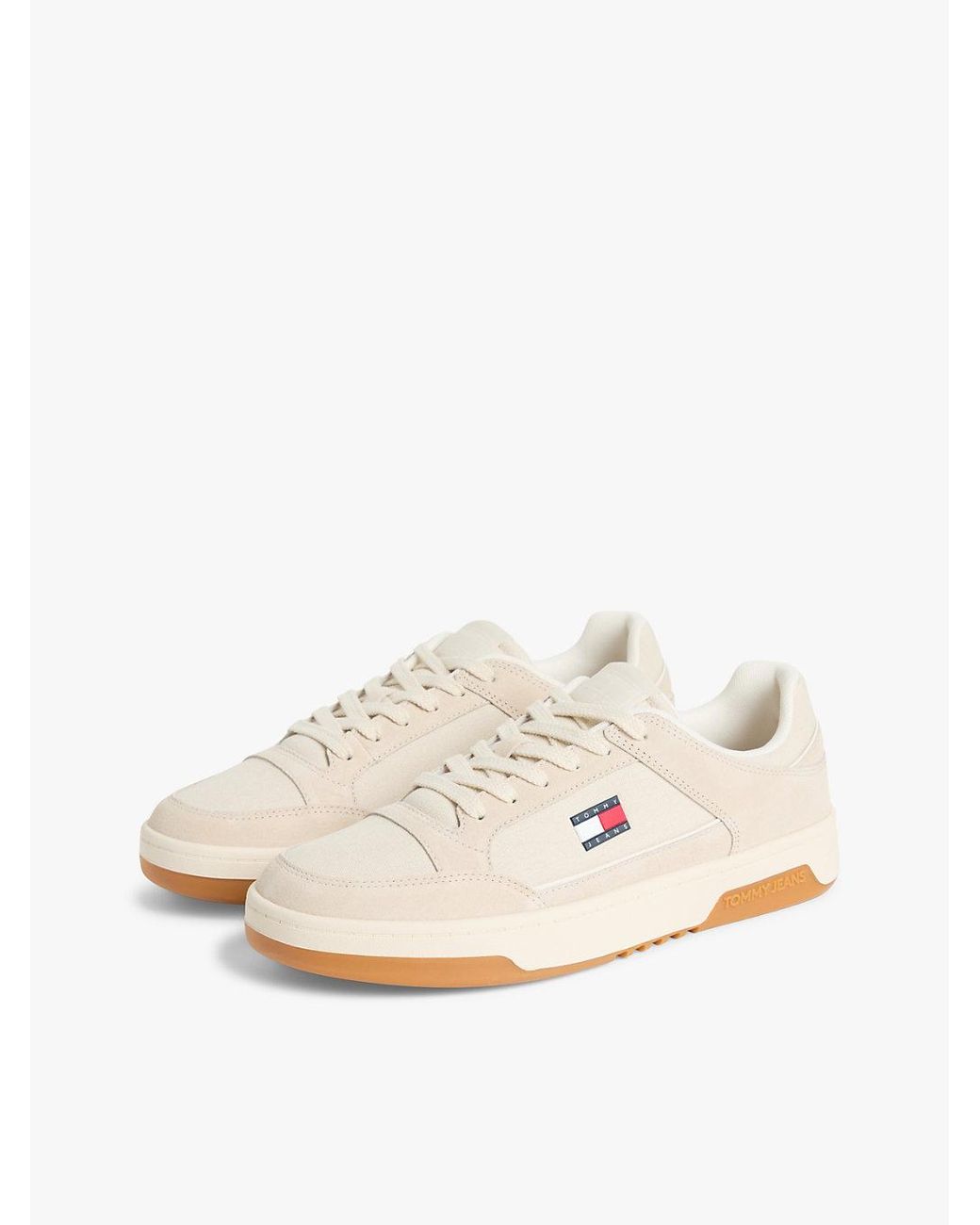 Tommy Hilfiger White Canvas Leather Cupsole Trainers for men