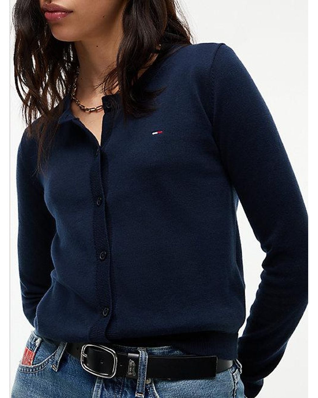 Tommy Hilfiger Blue Slim Crew Neck Cardigan