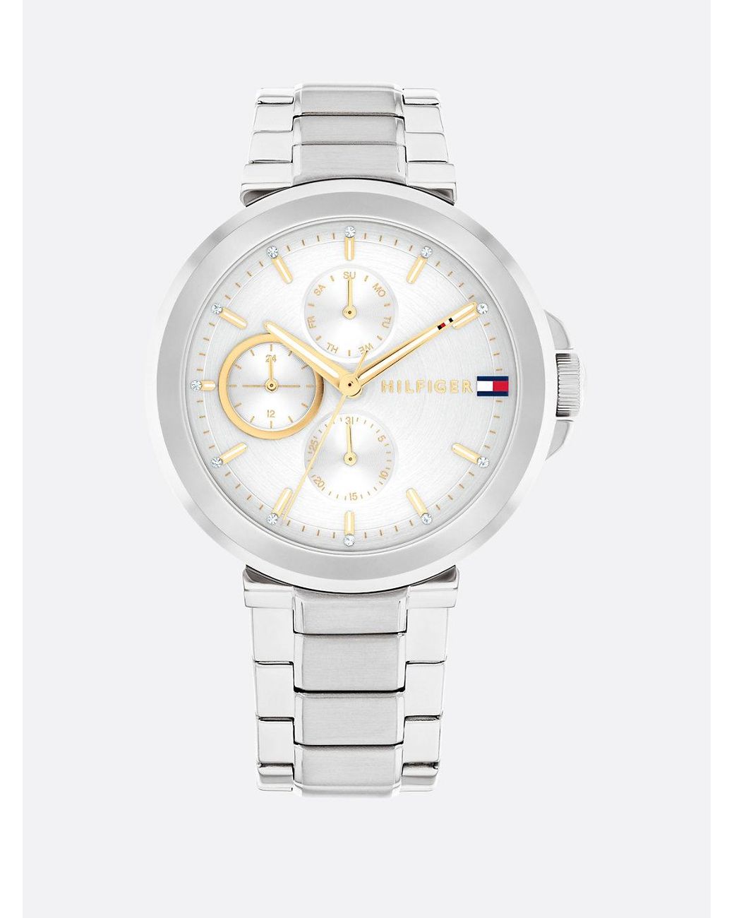Tommy Hilfiger White Stainless Steel Blue Dial Watch