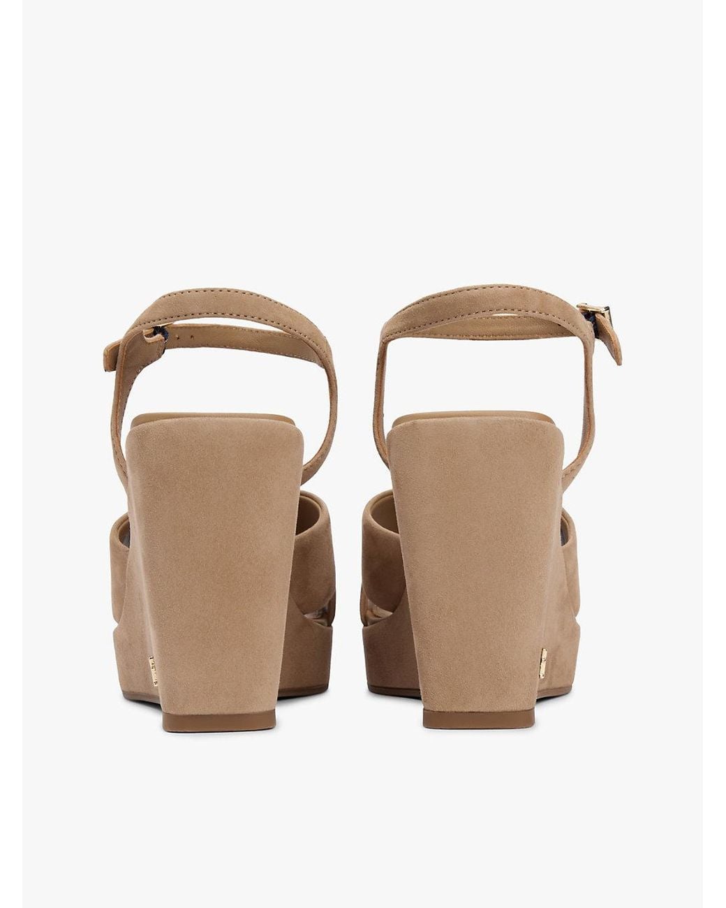 Tommy Hilfiger White Suede High Wedge Heel Sandals