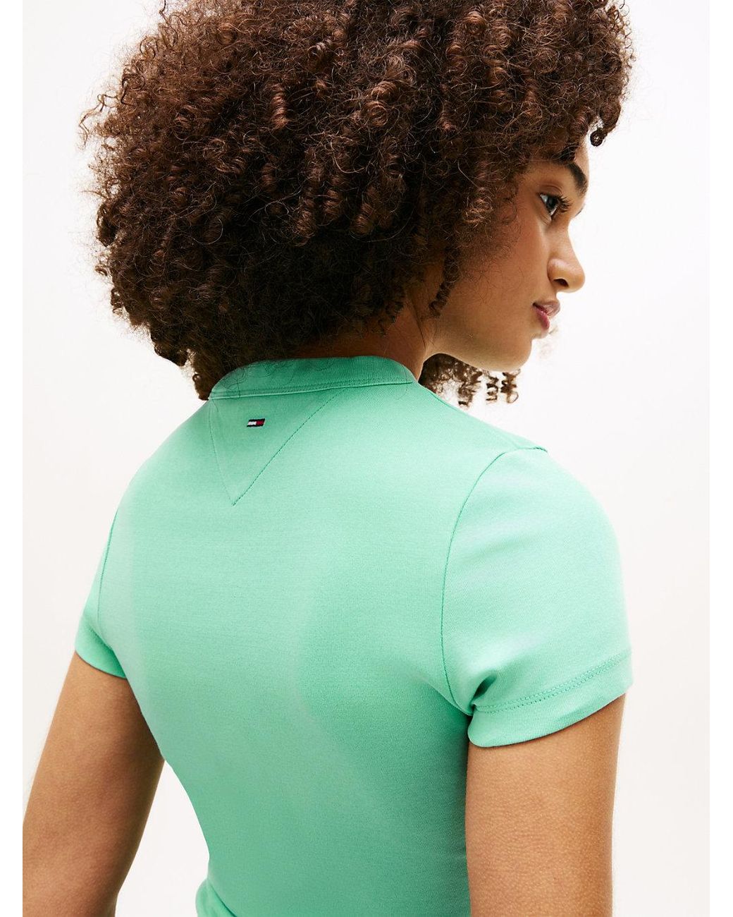 Tommy Hilfiger Green Logo Slim Crew Neck T-Shirt