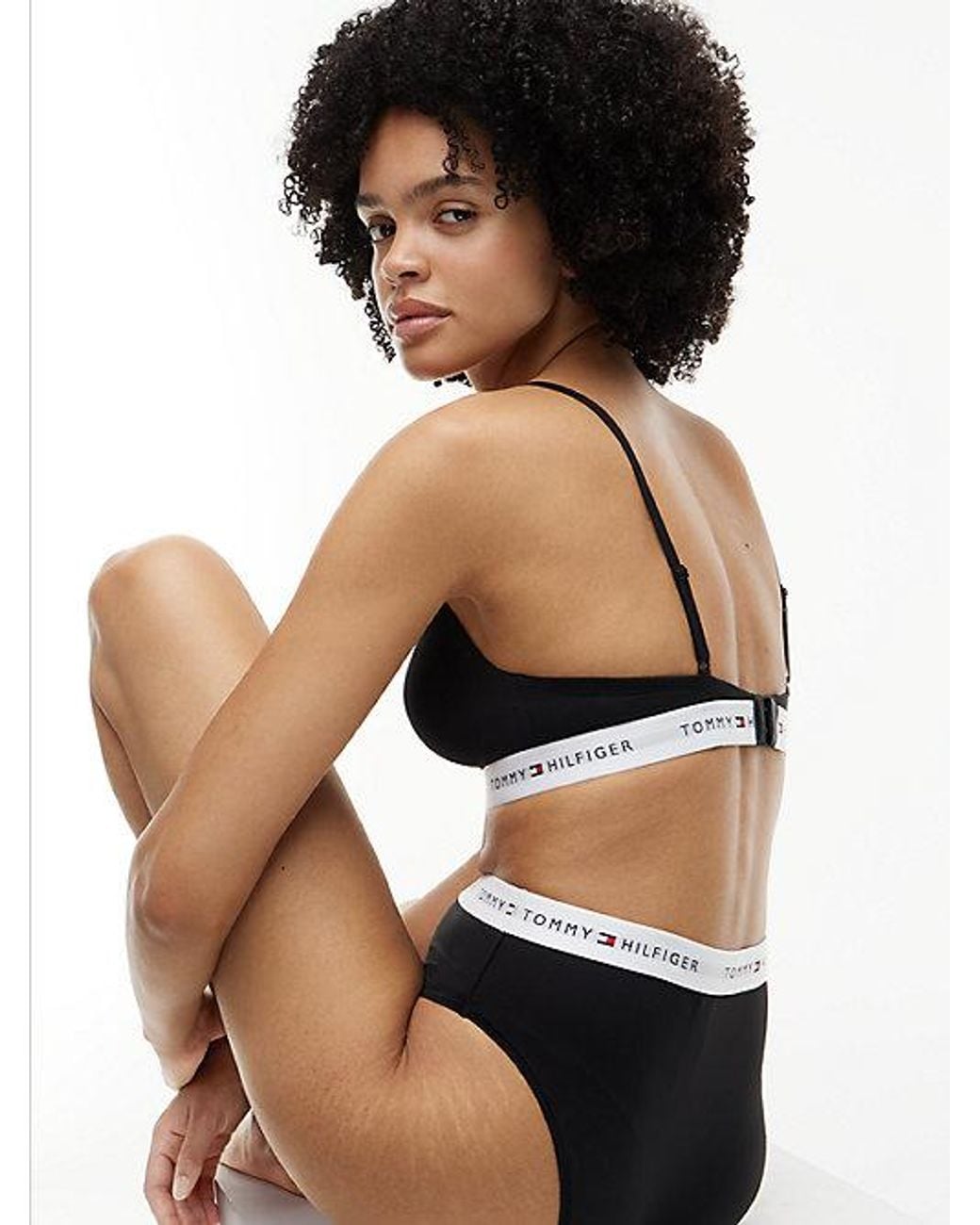 Tommy Hilfiger Black Signature Logo Microfibre High Rise Briefs