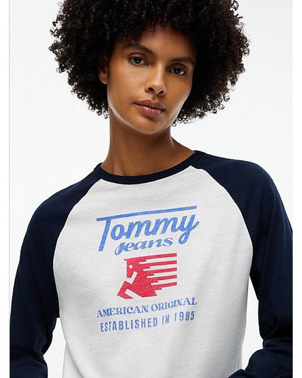 Tommy Hilfiger Blue Tommy Jeans Graphic Raglan Long Sleeve T-Shirt