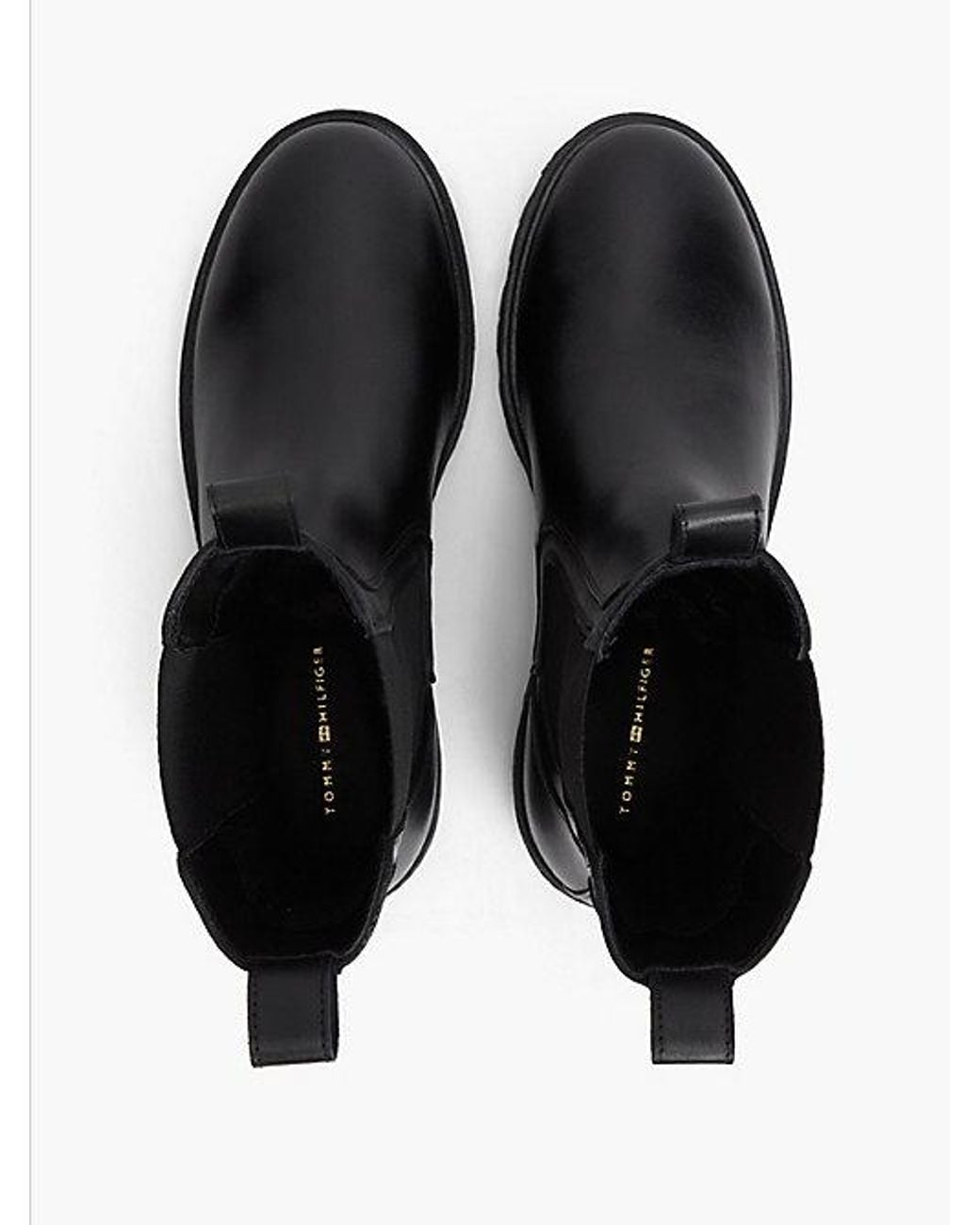 Tommy Hilfiger Black Leather Cleat High Chelsea Boots