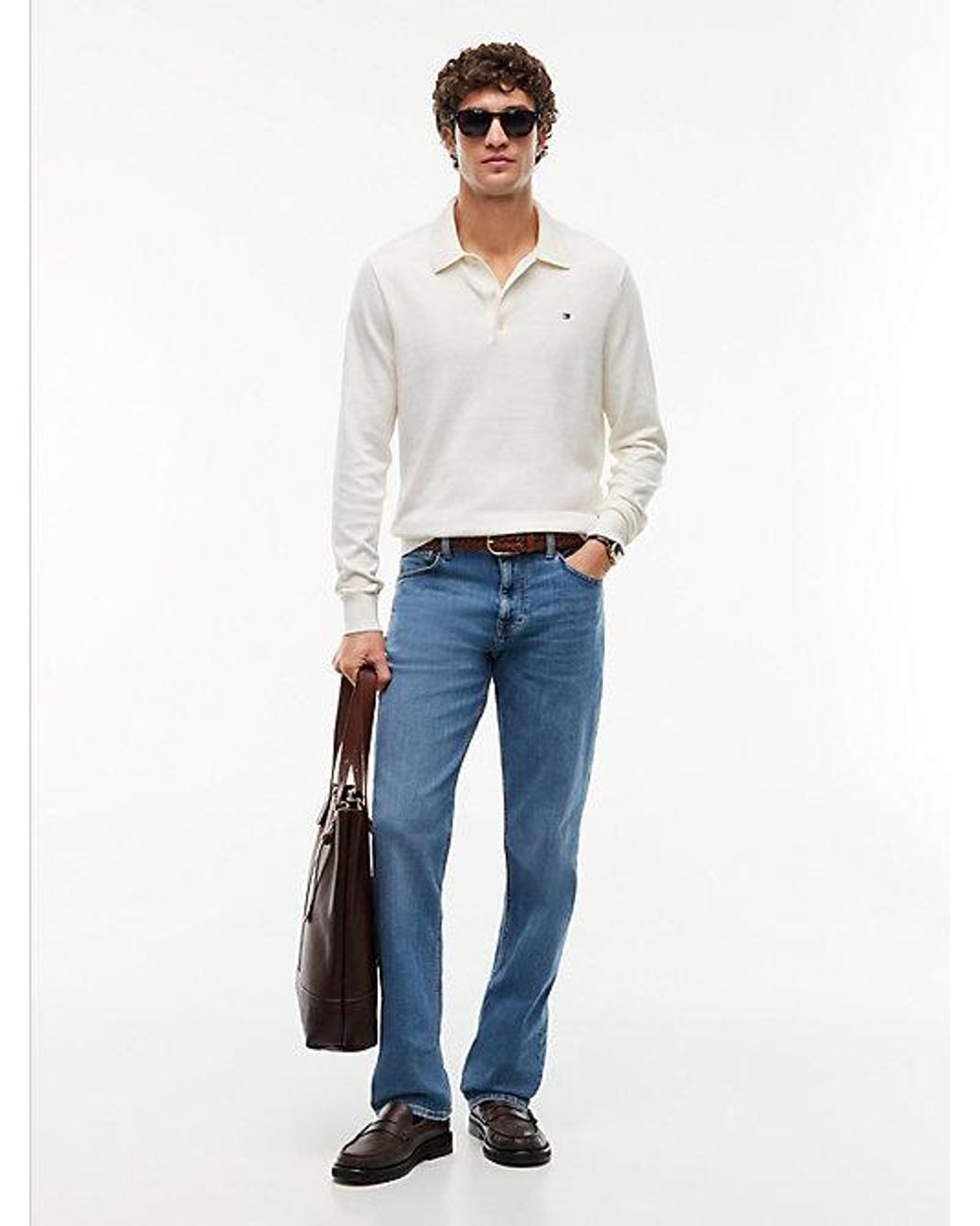 Tommy Hilfiger White Regular Fit Polo Jumper With Cashmere for men